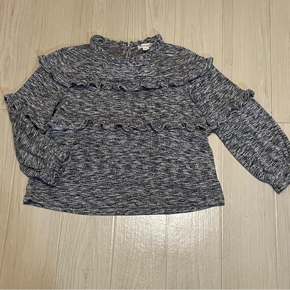 Crewcuts Other - Crewcuts Ruffle Pullover in Superfine Yarn Heather Speckled Gray Girls Size 6-7